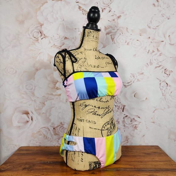 XL The Bikini Lab Color Block Shoulder Tie Bikini Set - Picture 3 of 9